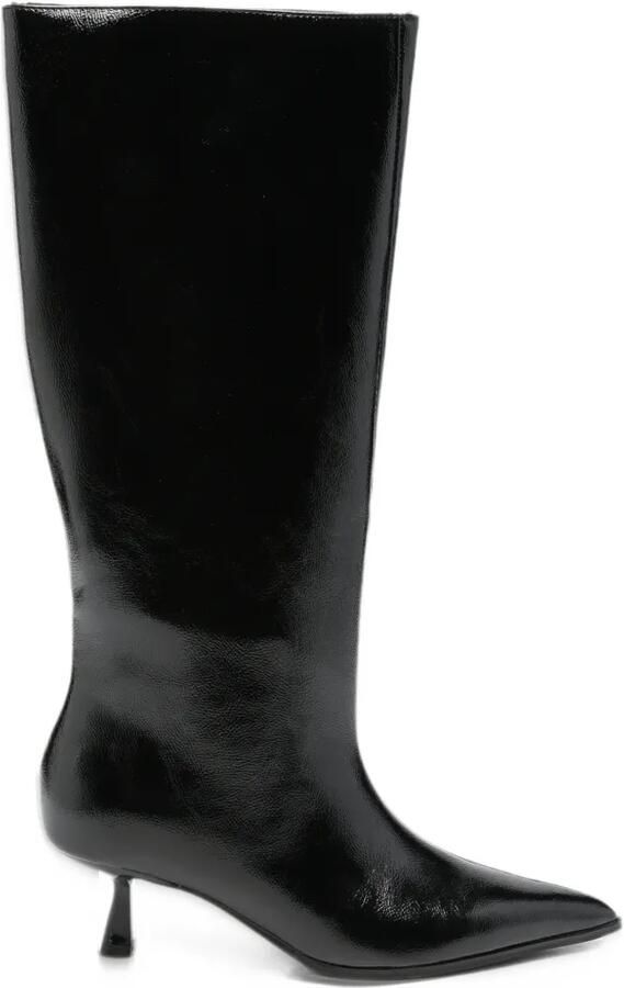Gioseppo patent-finish pointed-toe boots Zwart