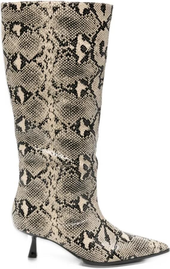 Gioseppo snake-effect knee-high boots Beige