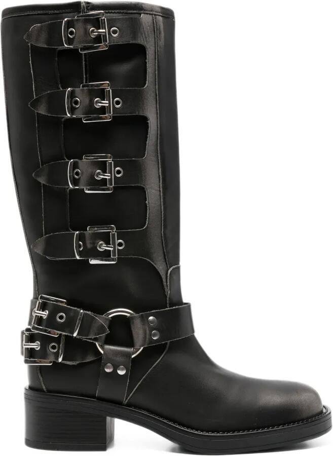 Gisel B buckle-detail leather boots Zwart