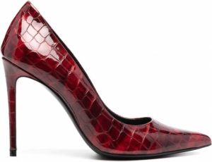 Giuliano Galiano Pumps met krokodillen-effect Rood