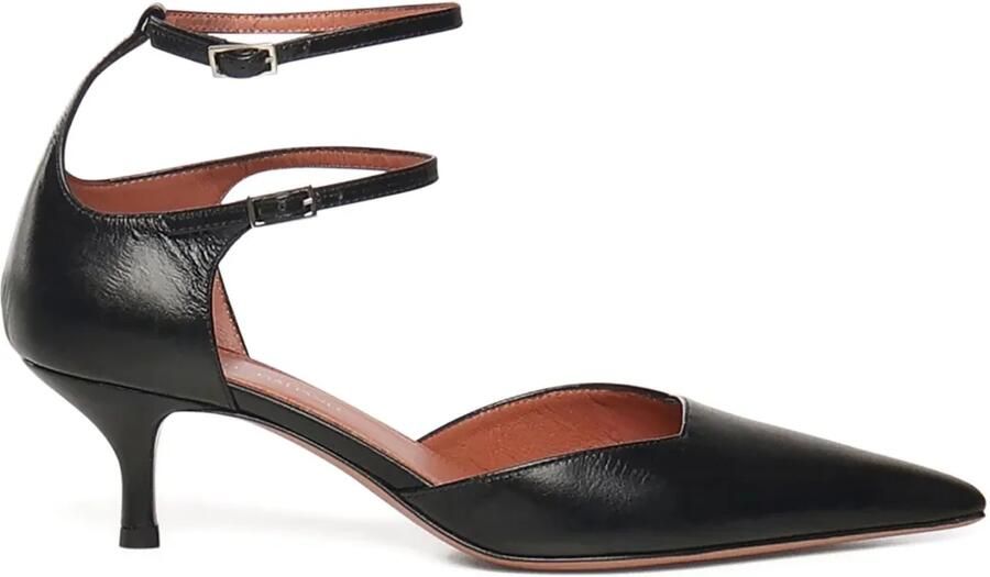 Giuliano Galiano 30 mm pumps met dubbele bandjes en puntige neus Zwart