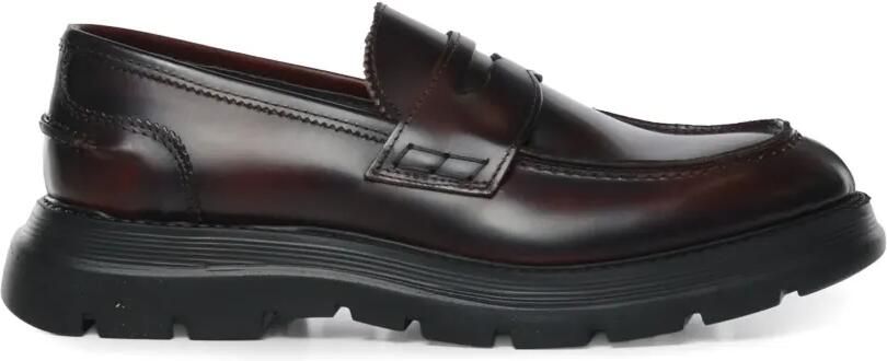 Giuliano Galiano Bryan leren loafers met chunky zool Bruin