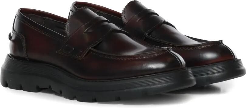 Giuliano Galiano Bryan leren loafers met chunky zool Bruin - Foto 3