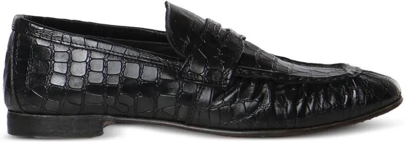 Giuliano Galiano Jacob leren loafers met krokodillen-reliëf Zwart