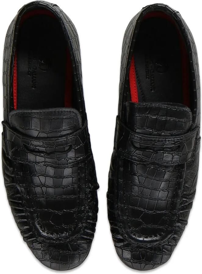 Giuliano Galiano Jacob leren loafers met krokodillen-reliëf Zwart - Foto 3