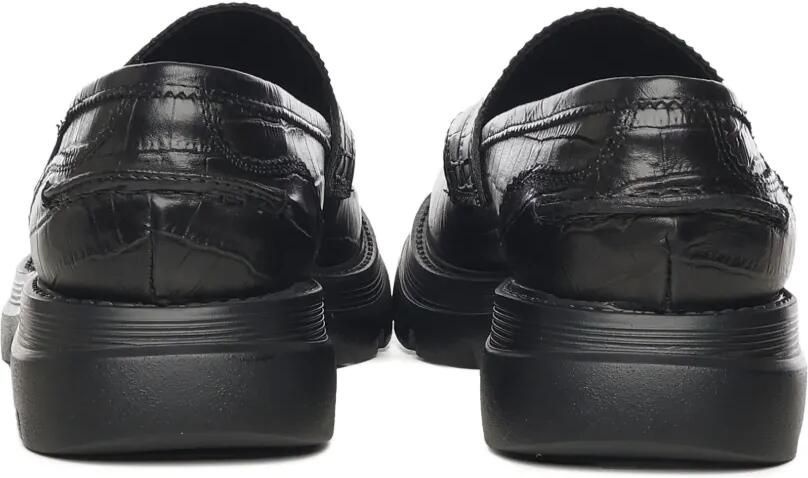 Giuliano Galiano Loafers met krokodillenprint en ronde neus Zwart
