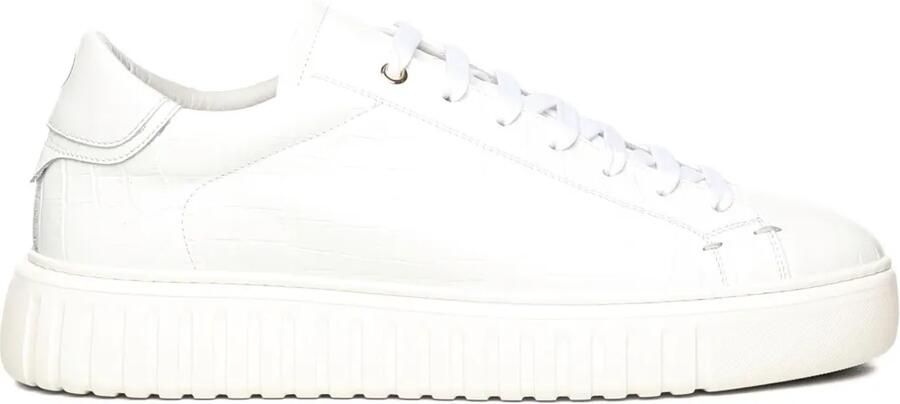 Giuliano Galiano Mars leren sneakers met krokodillen-reliëf Wit