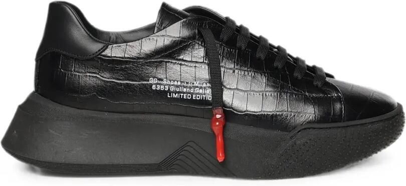Giuliano Galiano Nemesis 2 sneakers met krokodillen-reliëf Zwart
