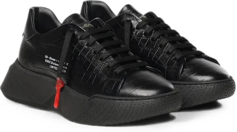 Giuliano Galiano Nemesis 2 sneakers met krokodillen-reliëf Zwart - Foto 3