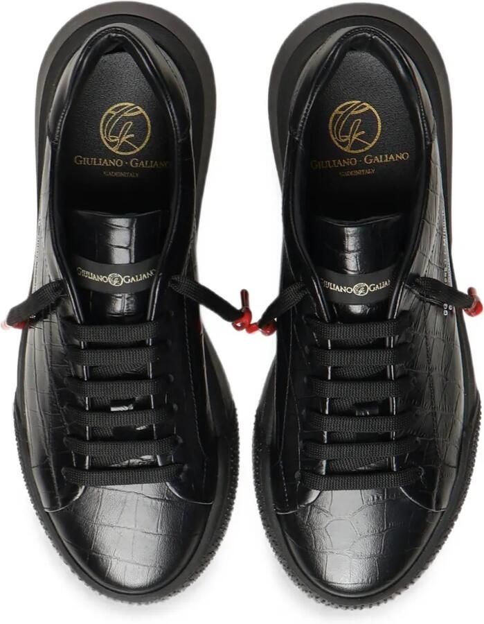 Giuliano Galiano Nemesis 2 sneakers met krokodillen-reliëf Zwart - Foto 2