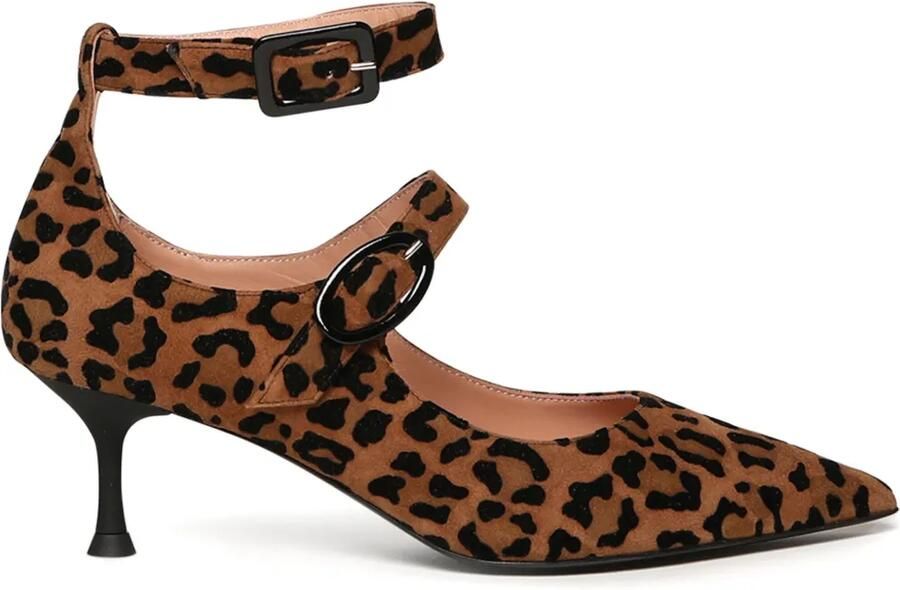 Giuliano Galiano Pumps met luipaardprint en gesp Bruin