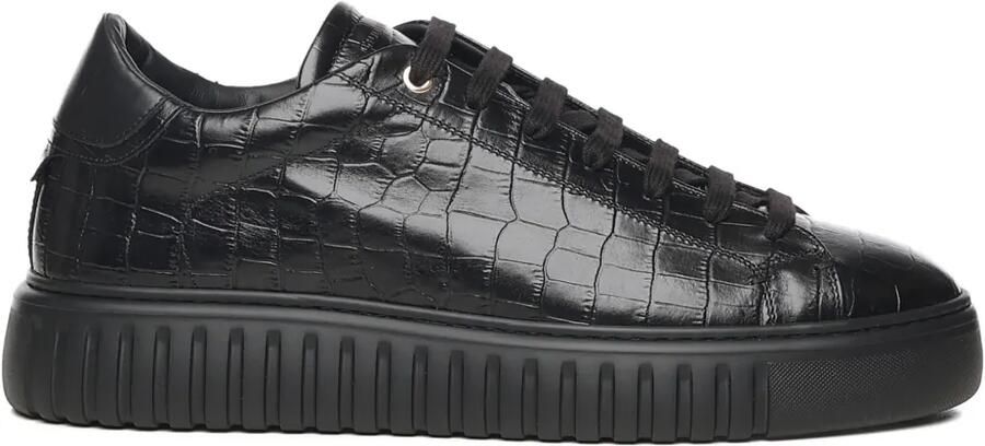 Giuliano Galiano Sneakers met krokodillen-reliëf Zwart