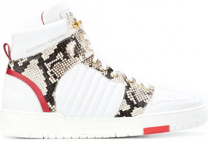 Giuliano Galiano Sneakers met slangenprint Wit