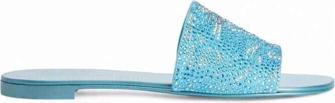 Giuseppe Zanotti Adelia Starlight slippers met studs Blauw