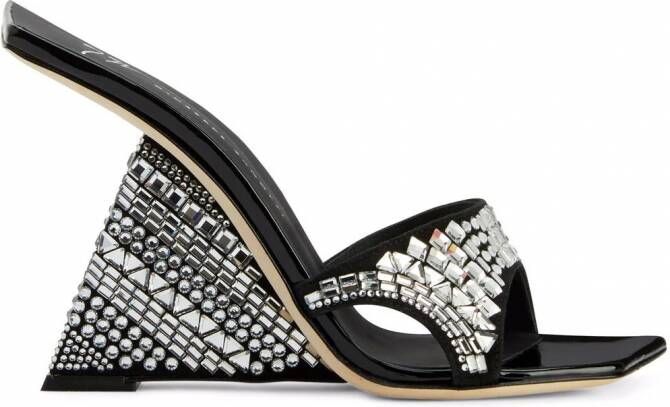 Giuseppe Zanotti Shine muiltjes verfraaid met kristallen Zwart