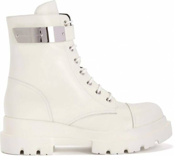 Giuseppe Zanotti Alexa leren combat boots Wit