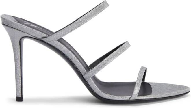 Giuseppe Zanotti Alimha 90mm leren sandalen Zilver