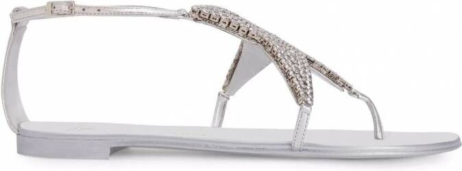Giuseppe Zanotti Almathea sandalen dames leer leer leer bergkristal 37.5 Zilver