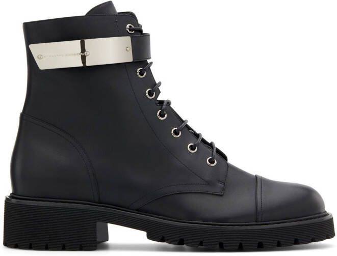 Giuseppe Zanotti Austin combat boots met logoplakkaat Zwart