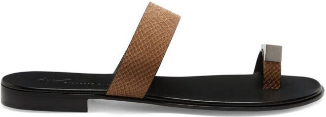 Giuseppe Zanotti Bardack sandalen met slangenhuid-effect Bruin