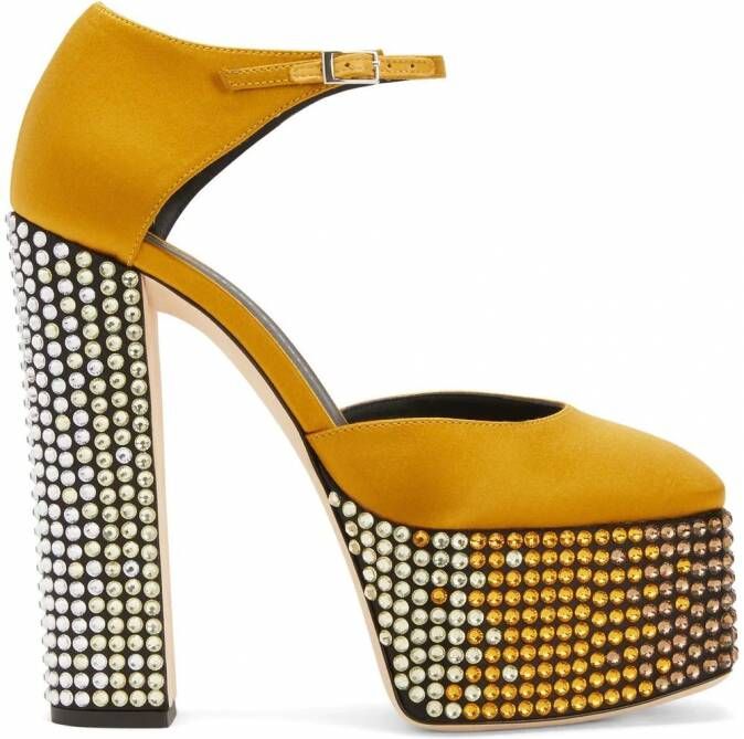 Giuseppe Zanotti Bebe Strass pumps met plateauzool Geel