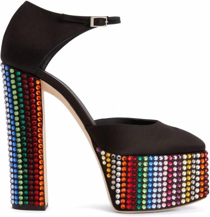 Giuseppe Zanotti Bebe Strass pumps met plateauzool Zwart