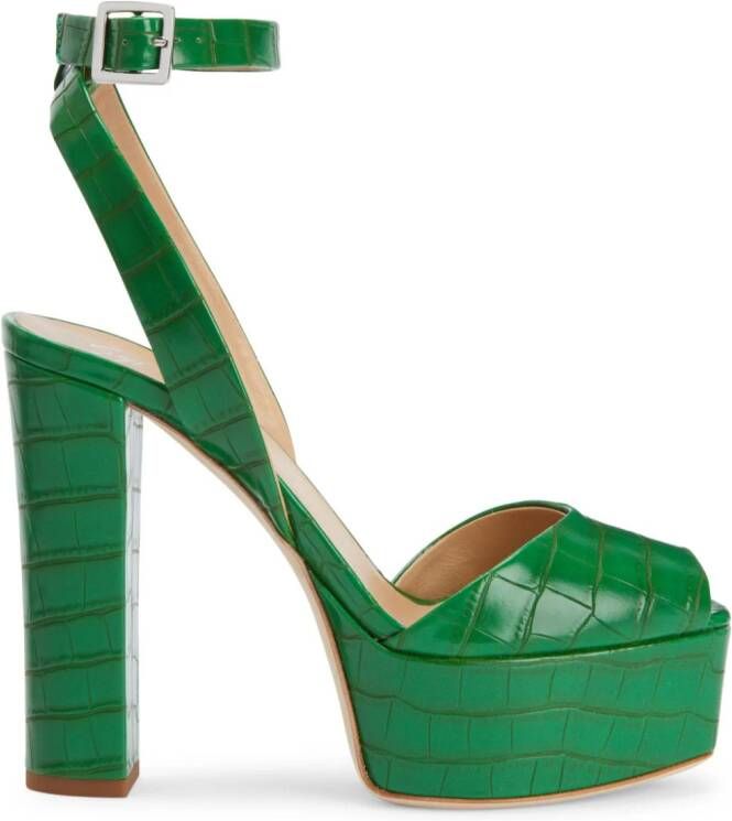 Giuseppe Zanotti Sandalen met krokodillenprint Groen