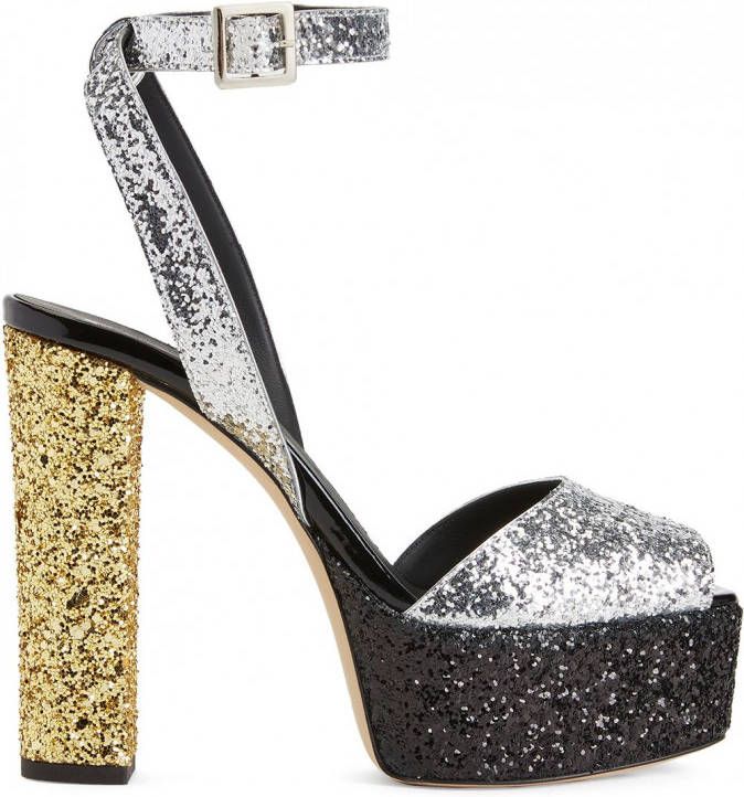 Giuseppe Zanotti Betty sandalen met glitter Zilver