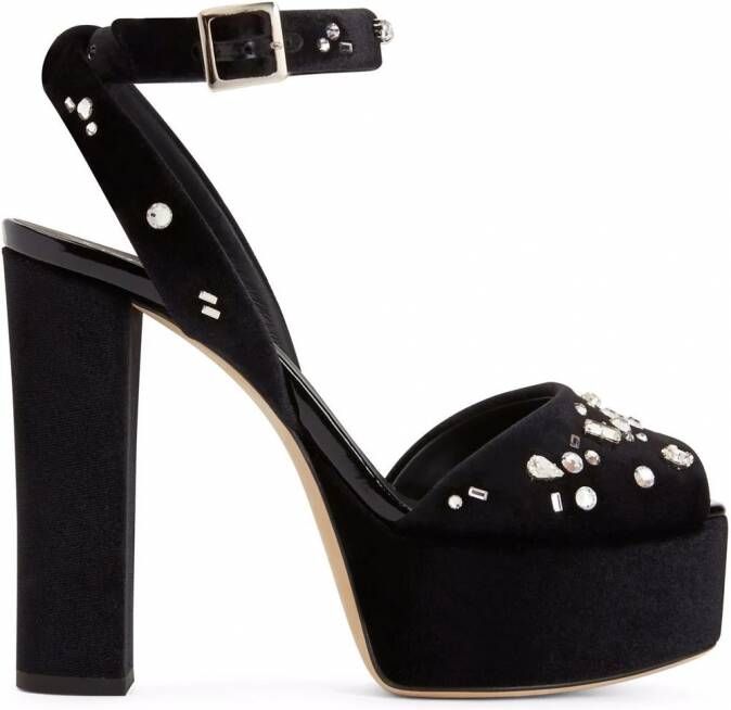 Giuseppe Zanotti Betty suède sandalen Zwart