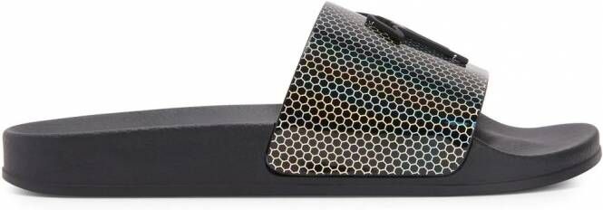 Giuseppe Zanotti Brett slippers met geometrische print Zwart