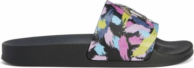 Giuseppe Zanotti Brett slippers met logoplakkaat Veelkleurig