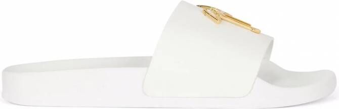Giuseppe Zanotti Brett slippers met logoplakkaat Wit