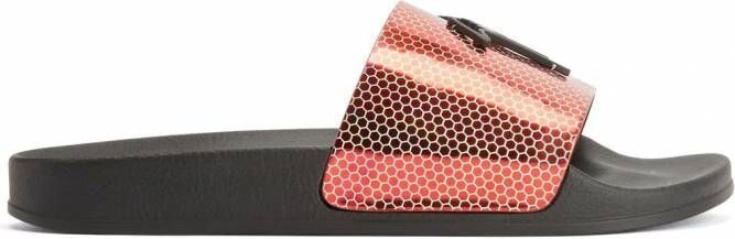 Giuseppe Zanotti Brett slippers met print Zwart