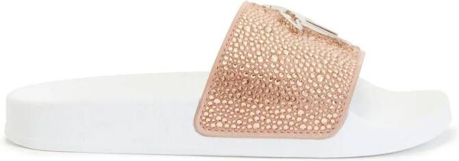 Giuseppe Zanotti Brett verfraaide slippers Roze