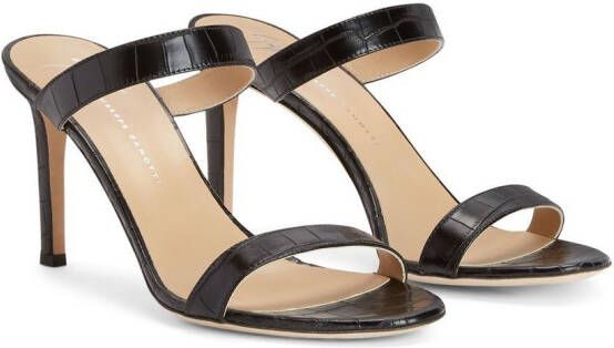 Giuseppe Zanotti Calista sandalen met krokodilleneffect Zwart