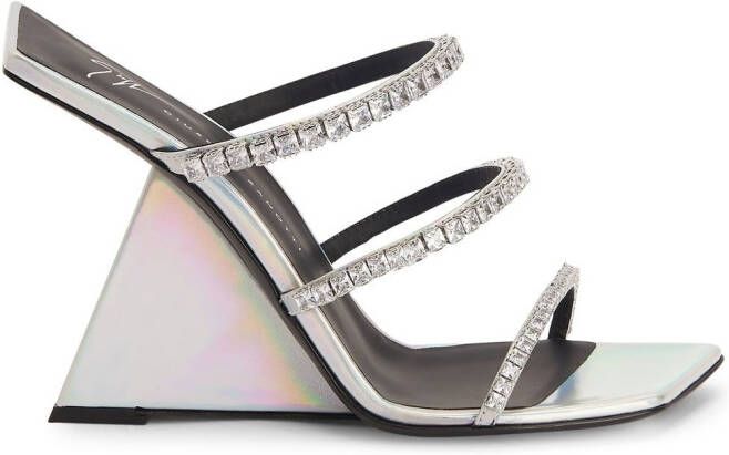 Giuseppe Zanotti Clareence leren sandalen Zilver