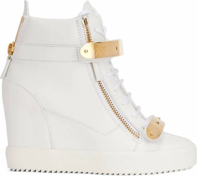 Algebra dorst uitvoeren Giuseppe Zanotti Coby sneakers met sleehak Wit - Schoenen.nl