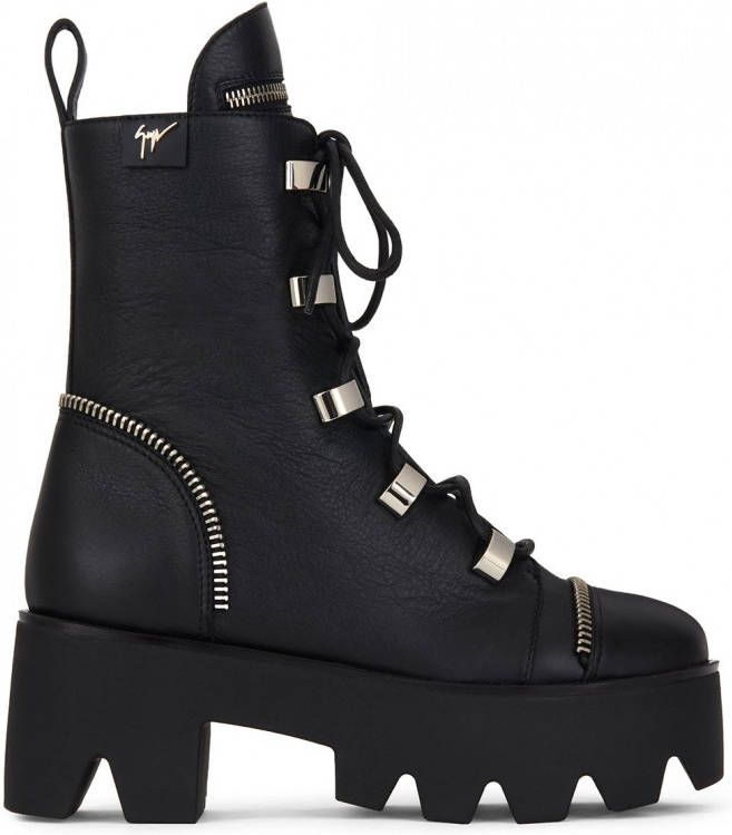 Giuseppe Zanotti Combat boots met chunky zool Zwart