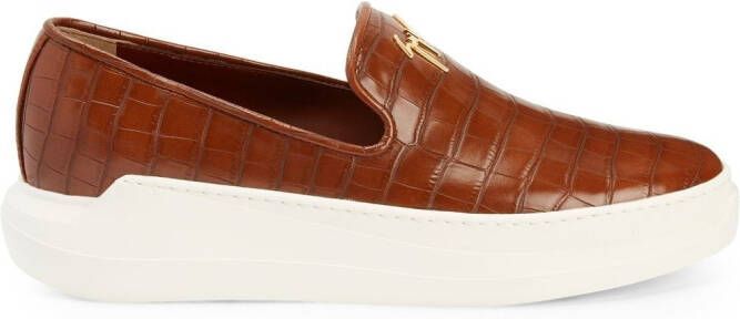 Giuseppe Zanotti Conley Zip sneakers met logoplakkaat Bruin