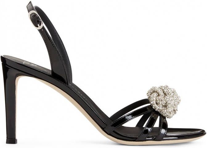 Giuseppe Zanotti Stiletto sandalen verfraaid met kristallen Zwart