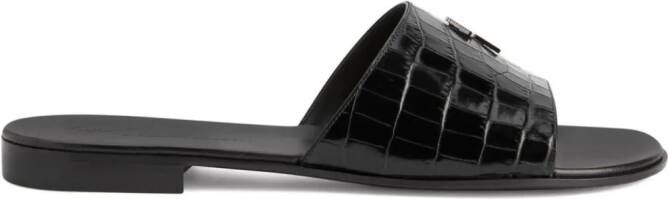 Giuseppe Zanotti Darrin Flash slippers met logoplakkaat Zwart