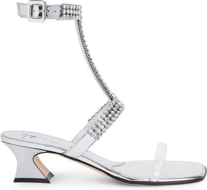 Giuseppe Zanotti Devine sandalen met kristal Zilver