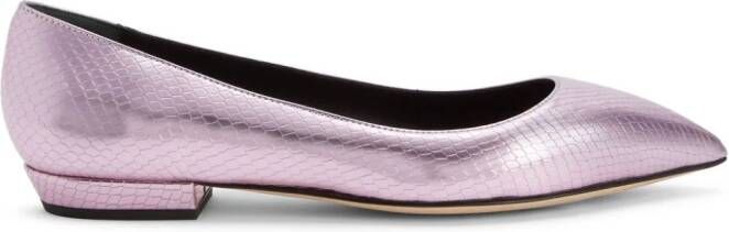 Giuseppe Zanotti Dhalia ballerina's met slangenleer-effect Roze