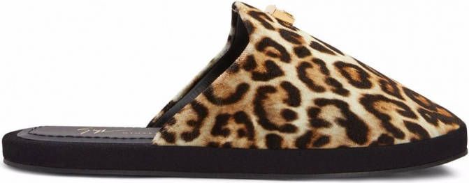 Giuseppe Zanotti Domitille slippers met luipaardprint Bruin