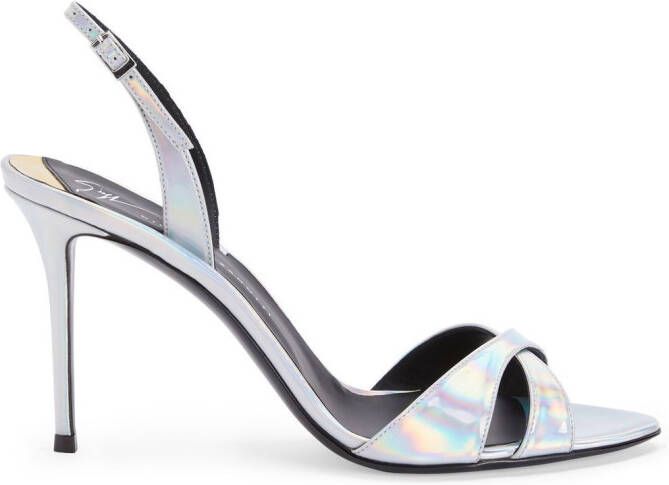Giuseppe Zanotti Dorotee 90mm iriserende sandalen Zilver