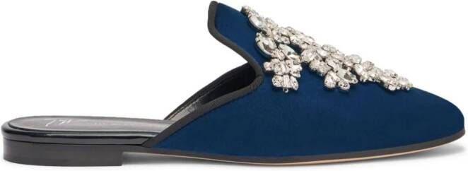 Giuseppe Zanotti Elsa fluwelen muiltjes Blauw