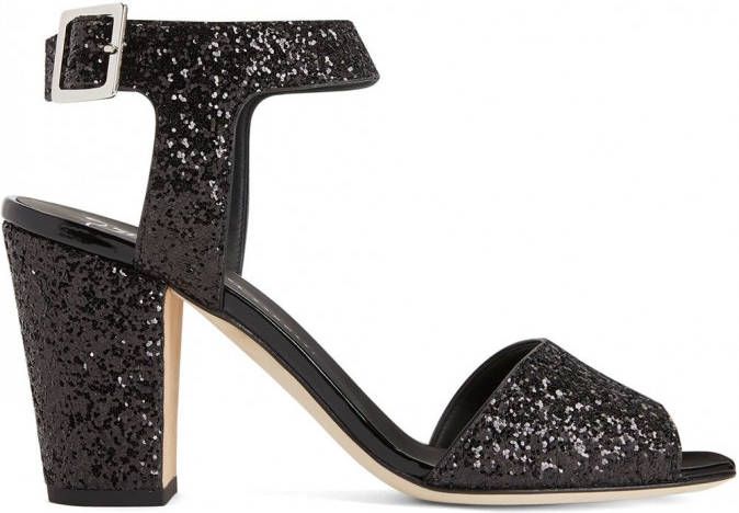 Giuseppe Zanotti Emmanuelle sandalen met glitter Zwart