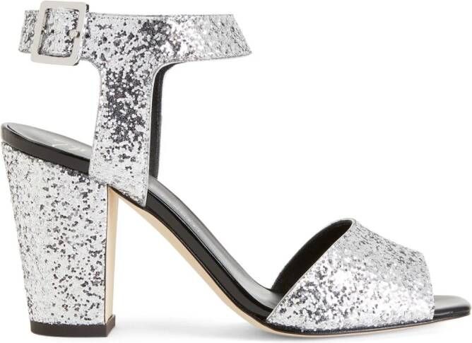 Giuseppe Zanotti Emmanuelle sandalen met glitter Zilver