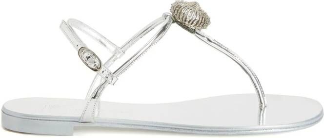 Giuseppe Zanotti Emmylou leren sandalen Zilver