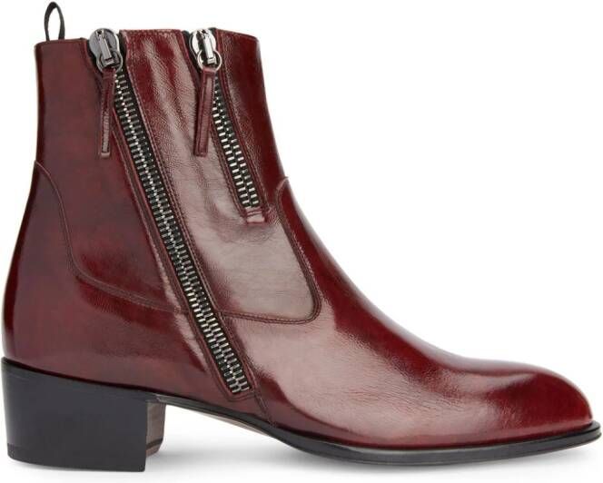 Giuseppe Zanotti Enfield enkellaarzen met dubbele rits Rood